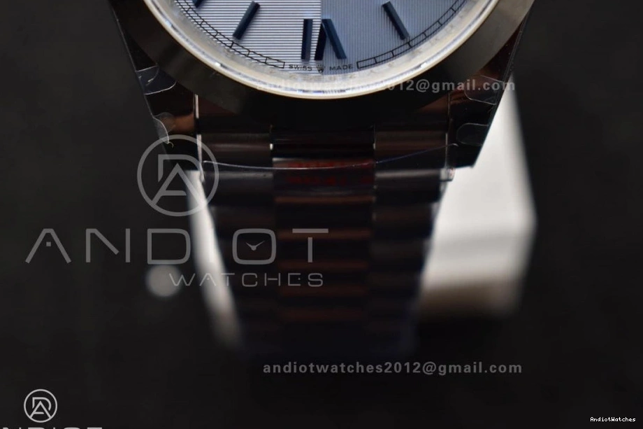 On President Steel Trendsetting Bracelet 40 A3255 GMF 703 V Dial Weighted Markers Tungsten Roman DayDate 904L Blue 0826
